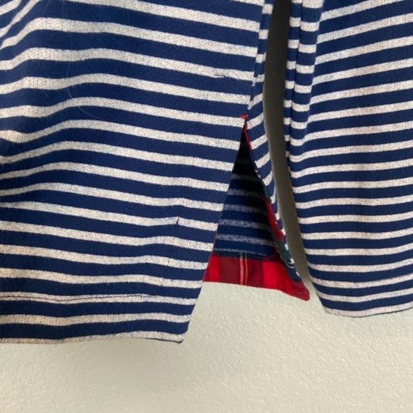 Vineyard Vines Girls Navy Striped Sweatshirt Tunic With Merry Plaid Pocket NEW - Picture 6 of 9